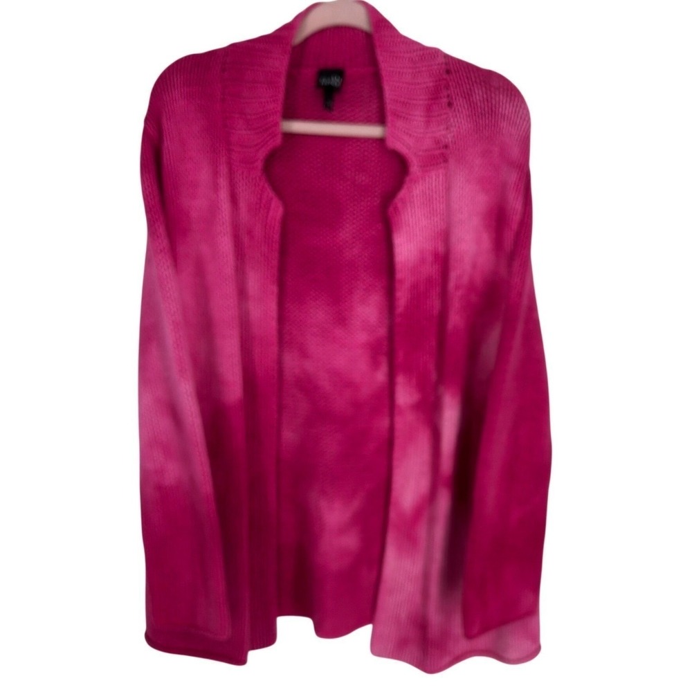 Eileen Fisher Pink Overdyed Cotton Open Cardigan XL Watercolor Dyed - Picture 2 of 7